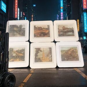 Vintage Clover Leaf Set of 6 Table Mats Coasters Constable Prints With Box